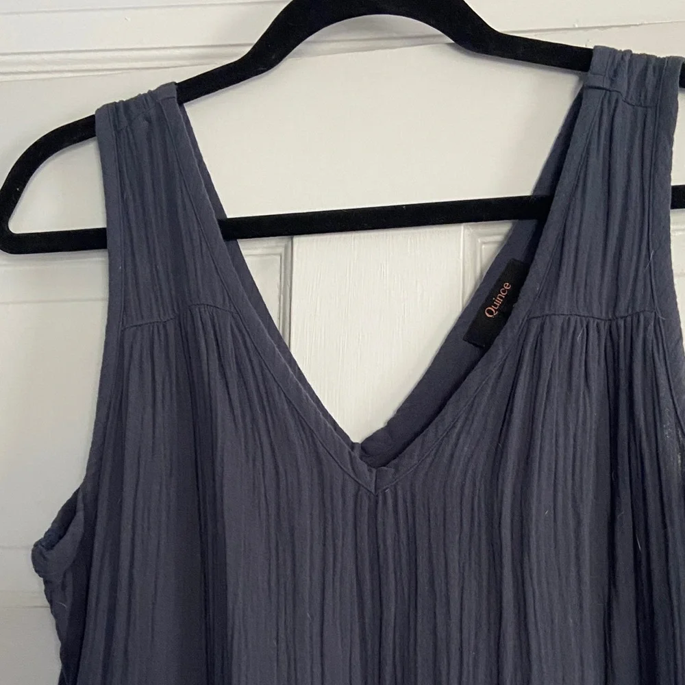Quince Navy Tiered V-Neck Maxi Dress - Picture 4 of 4